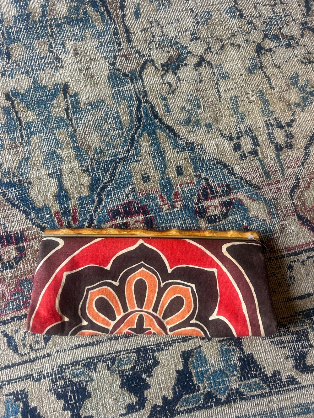 Banana Republic Red and Orange Patterned Clutch Bag